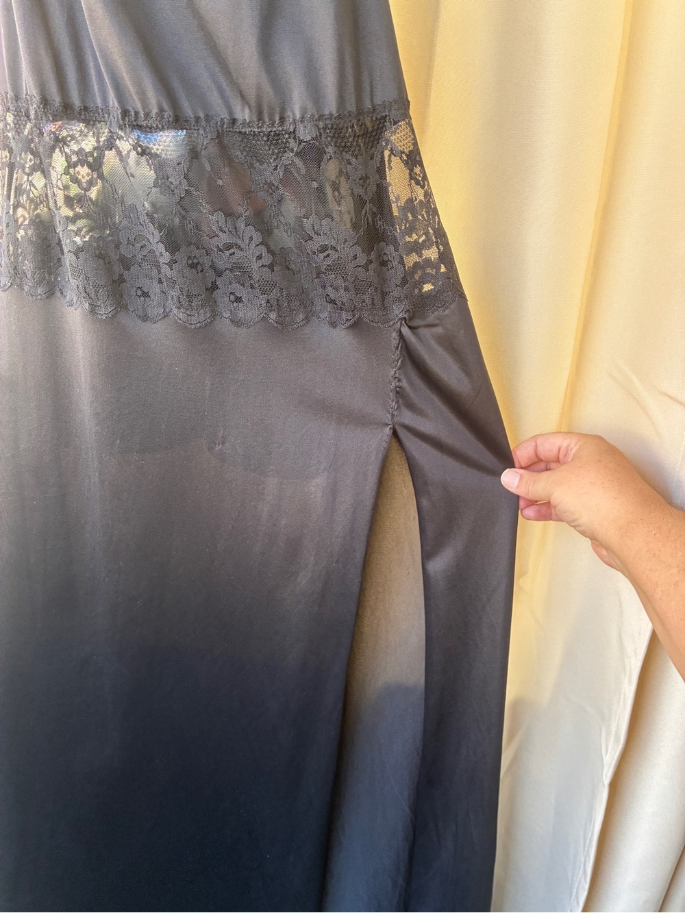 Vintage Wondermaid High Slit Maxi Slip Dress Nightgown - Picture 3 of 10